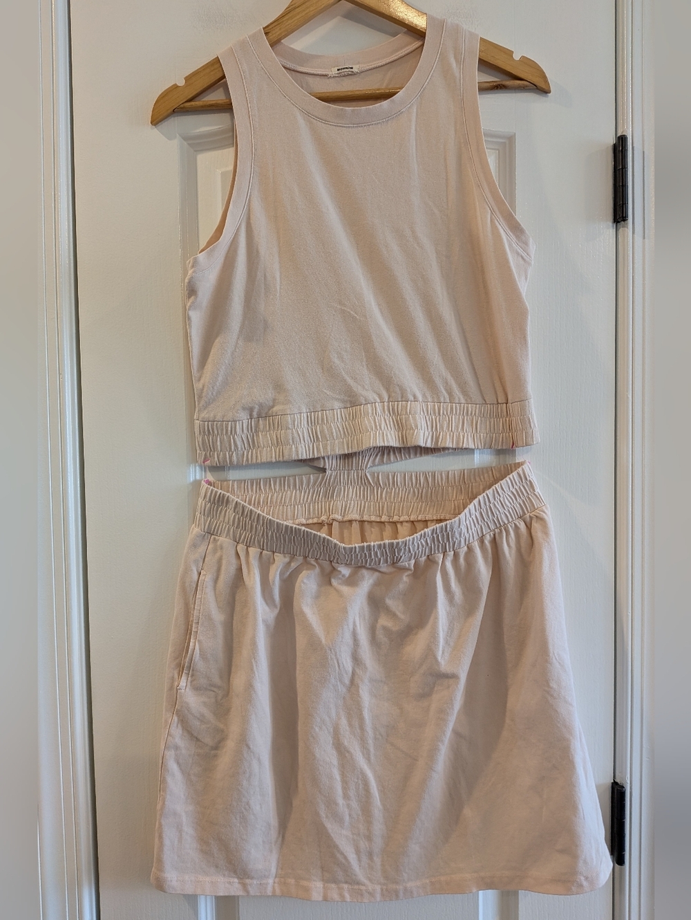 Monrow Tank Top Cutout Mini Dress Light Pink Size L Athleisure Minimalist Casual